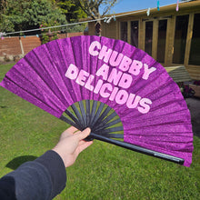 Load image into Gallery viewer, Chubby And Delicious Glitter Hand Fan