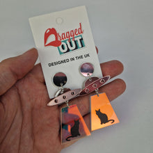 Load image into Gallery viewer, Alien Abduction Cat Acrylic Earrings