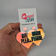 Load image into Gallery viewer, Bitch Please Large Heart Acrylic Earrings