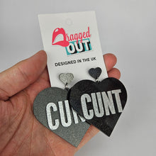 Load image into Gallery viewer, Cunt Large Heart Acrylic Earrings