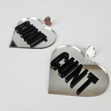 Load image into Gallery viewer, Cunt Large Heart Acrylic Earrings