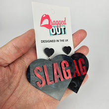 Load image into Gallery viewer, Slag Large Heart Acrylic Earrings