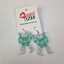 Load image into Gallery viewer, Green Floral Chicken Cowboy Acrylic Earrings