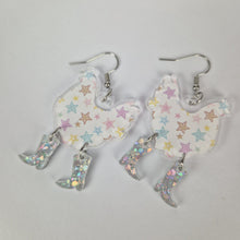 Load image into Gallery viewer, Star Chicken Cowboy Acrylic Earrings