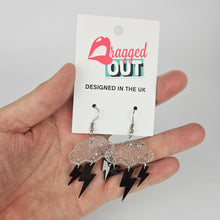 Load image into Gallery viewer, Black Lightning Bolt and Starry Cloud Acrylic Earrings