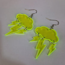 Load image into Gallery viewer, Neon Lightning Bolts And Cloud Acrylic Earrings