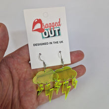 Load image into Gallery viewer, Neon Lightning Bolts And Cloud Acrylic Earrings