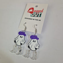 Load image into Gallery viewer, Ghost Cowboy Purple Acrylic Earrings