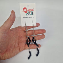 Load image into Gallery viewer, Dangle Bat Black Acrylic Earrings