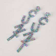 Load image into Gallery viewer, Drop Cunt Acrylic Earrings In Green Confetti