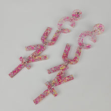 Load image into Gallery viewer, Drop Cunt Acrylic Earrings In Pink Confetti