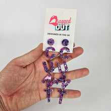 Load image into Gallery viewer, Drop Cunt Acrylic Earrings Pink and Blue Glitter