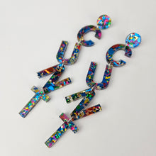 Load image into Gallery viewer, Drop Cunt Acrylic Earrings In Rainbow Glitter