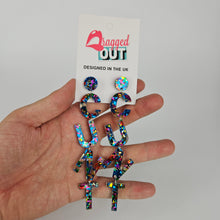 Load image into Gallery viewer, Drop Cunt Acrylic Earrings In Rainbow Glitter
