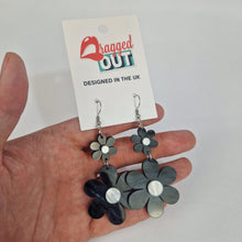 Load image into Gallery viewer, Black Floral Acrylic Earrings
