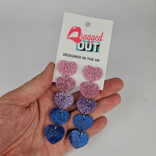 Load image into Gallery viewer, Bisexual Pride Heart Acrylic Earrings