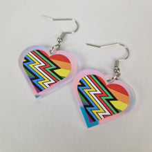 Load image into Gallery viewer, Disabled Gay Pride Small Heart Acrylic Earrings