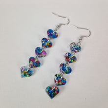 Load image into Gallery viewer, Love Heart Drop Rainbow Glitter Acrylic Earrings