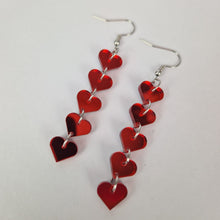 Load image into Gallery viewer, Love Heart Drop Red Mirror Acrylic Earrings