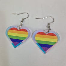 Load image into Gallery viewer, Gay Pride Small Heart Acrylic Earrings