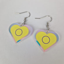 Load image into Gallery viewer, Intersex Pride Small Heart Acrylic Earrings