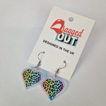 Load image into Gallery viewer, Rainbow Leopard Small Heart Acrylic Earrings