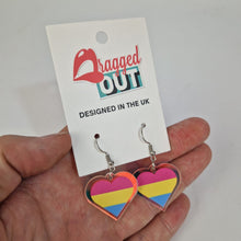 Load image into Gallery viewer, Pansexual Pride Small Heart Acrylic Earrings