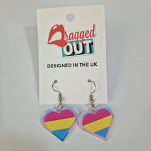 Load image into Gallery viewer, Pansexual Pride Small Heart Acrylic Earrings