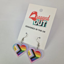 Load image into Gallery viewer, Progressive Pride Small Heart Acrylic Earrings