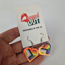 Load image into Gallery viewer, Progressive Pride Small Heart Acrylic Earrings