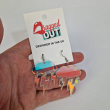 Load image into Gallery viewer, Iridescent Lightning Bolts And Cloud Acrylic Earrings