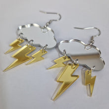 Load image into Gallery viewer, Mirror Lightning Bolts And Cloud Acrylic Earrings