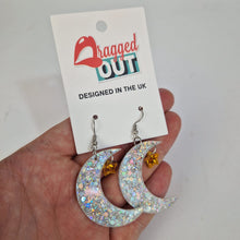 Load image into Gallery viewer, Cloud and Star Silver Glitter Acrylic Earrings