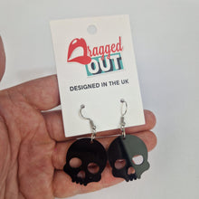 Load image into Gallery viewer, Skull Acrylic Black Earrings