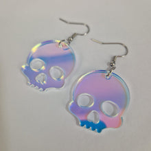 Load image into Gallery viewer, Skull Acrylic Iridescent Earrings