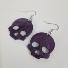 Load image into Gallery viewer, Skull Acrylic Purple Earrings