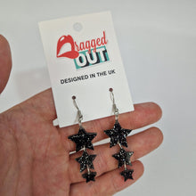 Load image into Gallery viewer, Star Drop Earrings In Black Glitter Acrylic