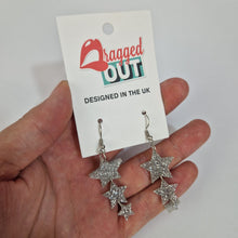 Load image into Gallery viewer, Star Drop Earrings In Silver Glitter Acrylic