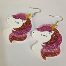 Load image into Gallery viewer, Unicorn Pink Glitter Earrings
