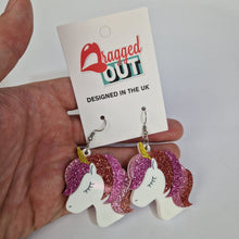 Load image into Gallery viewer, Unicorn Pink Glitter Earrings