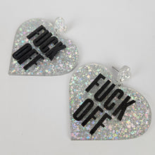 Load image into Gallery viewer, Fuck Off Large Heart Acrylic Earrings