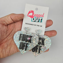 Load image into Gallery viewer, Fuck Off Large Heart Acrylic Earrings