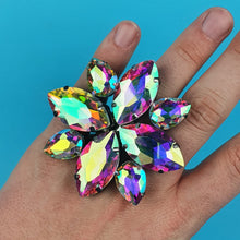 Load image into Gallery viewer, Zena Set, Crystal Clip On Earrings and Adjustable Ring