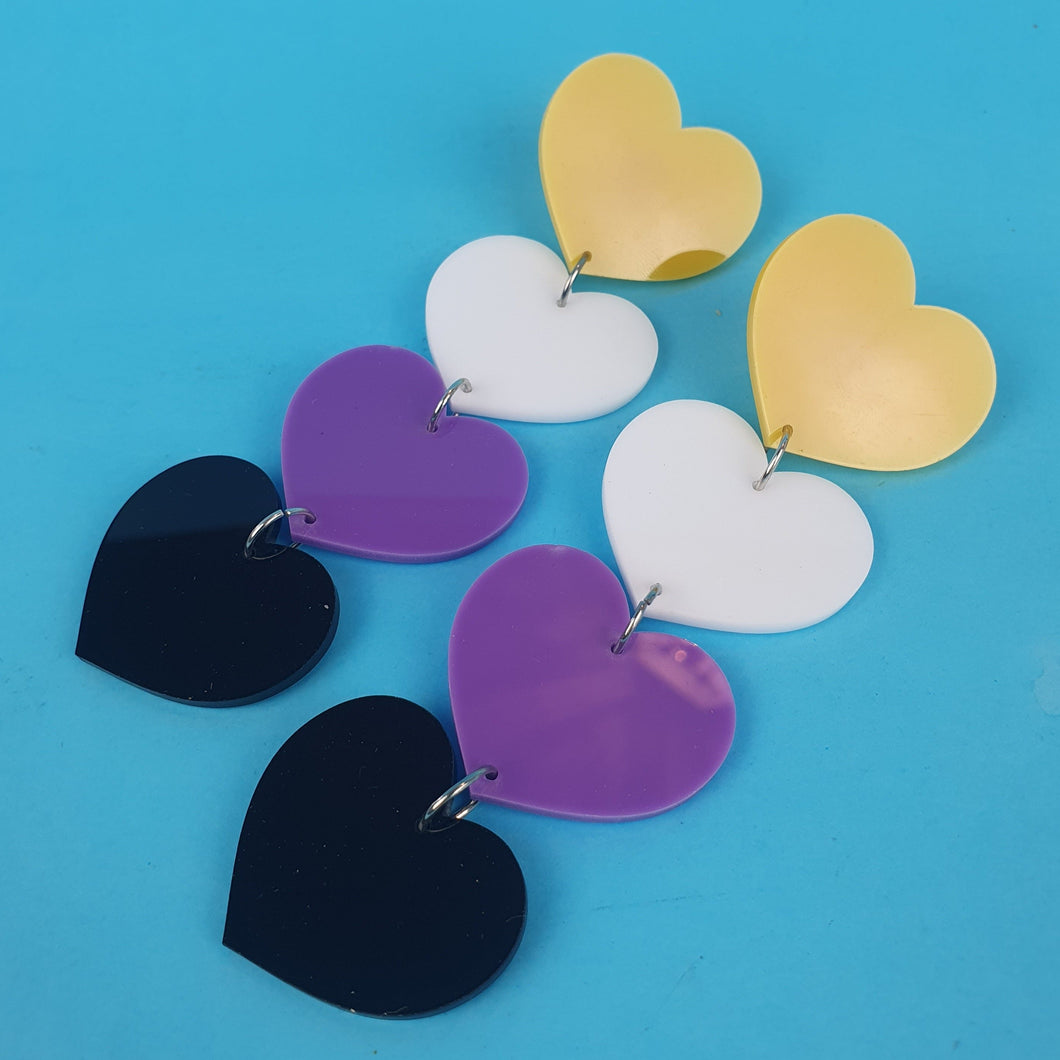 Non Binary Heart Earrings