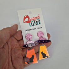 Load image into Gallery viewer, Alien Abduction Cat Acrylic Earrings
