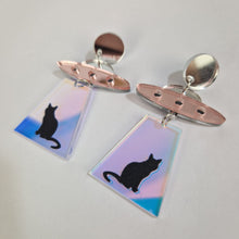 Load image into Gallery viewer, Alien Abduction Cat Acrylic Earrings

