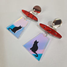 Load image into Gallery viewer, Alien Abduction Cat Acrylic Earrings
