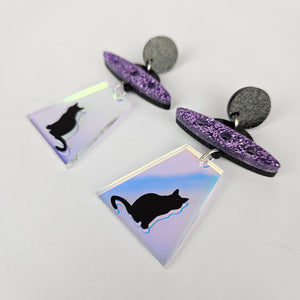 Alien Abduction Cat Acrylic Earrings