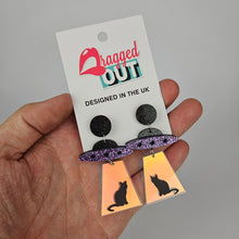 Load image into Gallery viewer, Alien Abduction Cat Acrylic Earrings
