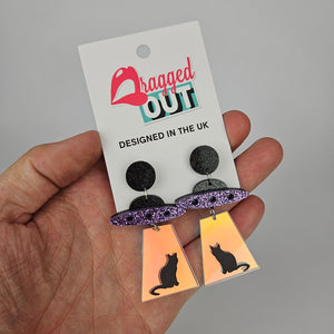 Alien Abduction Cat Acrylic Earrings